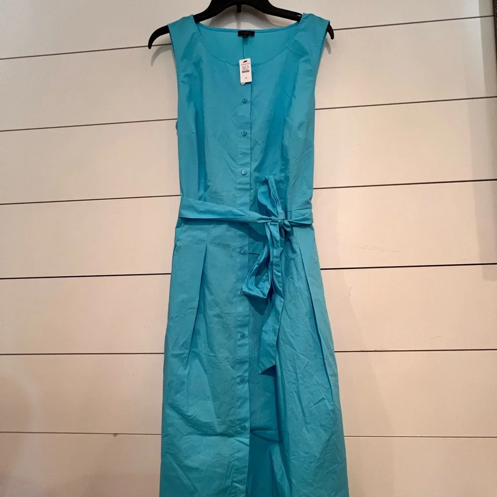 NEW Talbots blue button down sleeveless dress - Picture 2 of 5